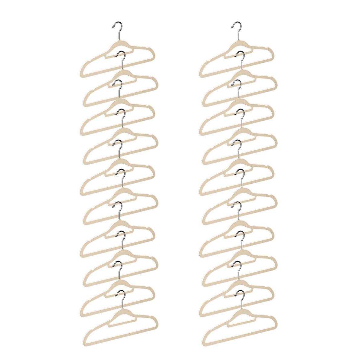 Taili Beige Heavy Duty Home Premium Velvet Hangers Non-Slip Clothes Hangers Suit Hangers 10 Pieces X2Pack