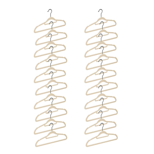 Taili Beige Heavy Duty Home Premium Velvet Hangers Non-Slip Clothes Hangers Suit Hangers 10 Pieces X2Pack