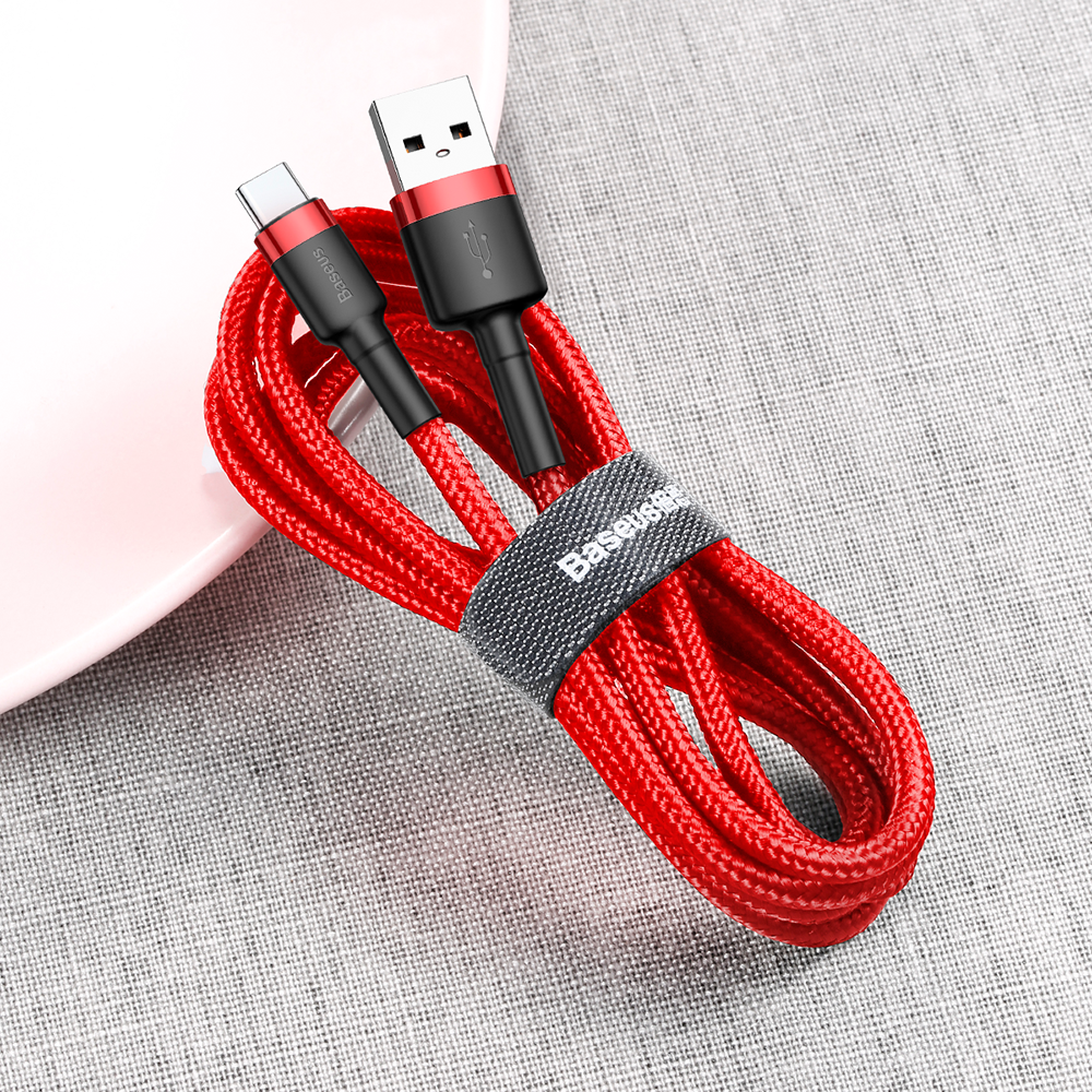 Baseus Cafule Fast USB Charge Cable For Samsung Galaxy Type-C 2A Red 3m X2Pack