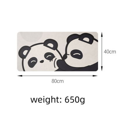 Fasola Panda Pattern Water Absorbing Non Slip Washstand Floor Mat for Kitchen and Bathroom 40 X 80cm 2Pack