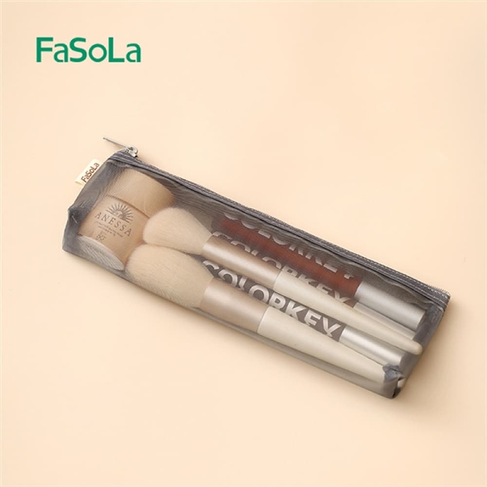 Fasola Portable Mini Makeup Cosmetic Bag in Grey Toiletry Bag for Travel Medium Size 21 X 8.5cm X6Pack