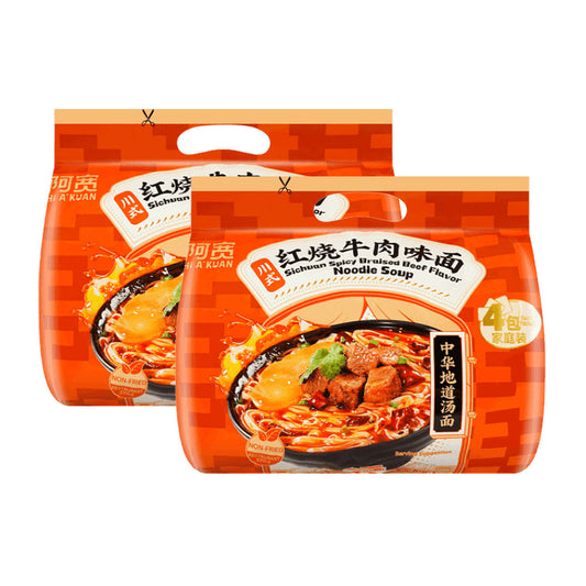 AKuan Sichuan SPicy Noodle Soup Braised Beef Flavor 105gX4pcsX2pack