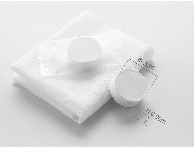 Fasola Disposable Compressed Facial Towels Cotton Coin Tissue for Travel 20 X 22cm 35Pieces X4Pack