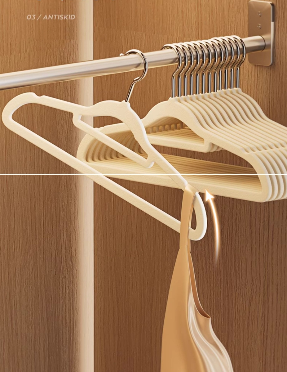 Taili Beige Heavy Duty Home Premium Velvet Hangers Non-Slip Clothes Hangers Suit Hangers 10 Pieces X2Pack