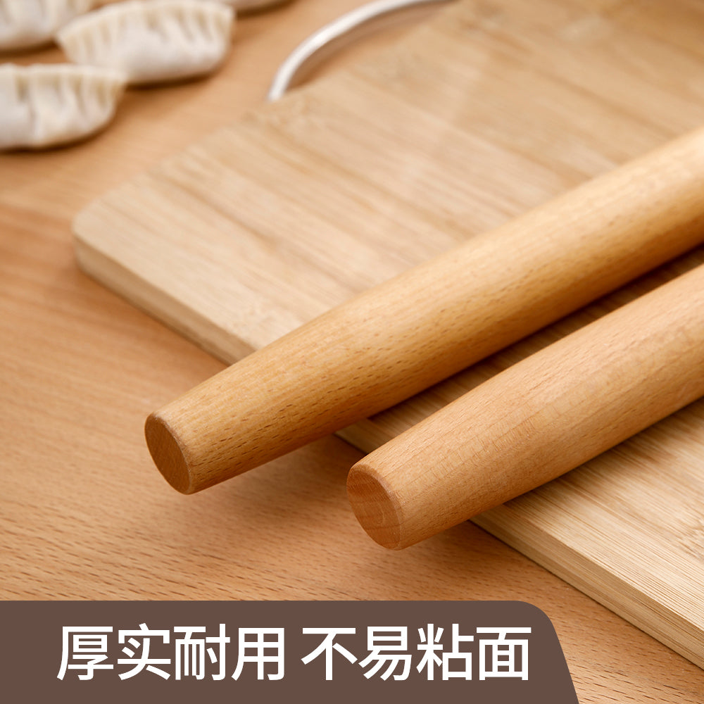 Fasola Small Size Natural Color Beech Wooden Rolling Pin for Baking 2Pack