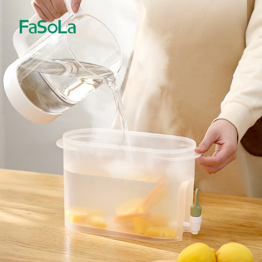 Fasola Green Transparent Cold Water Jug with Faucet 3.9L 4Pack