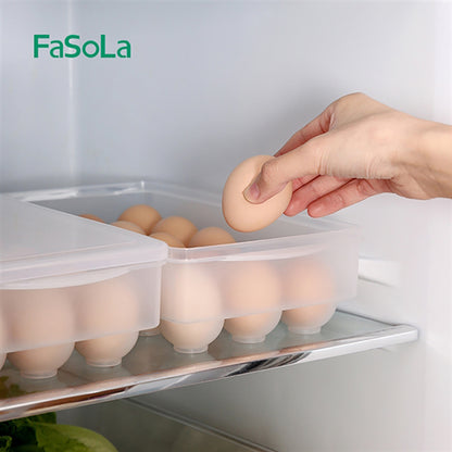 Fasola Transparent Egg Storage Container with Lid for Refrigerator 15-Compartment 29.8X15.9X7.5cm X2Pack