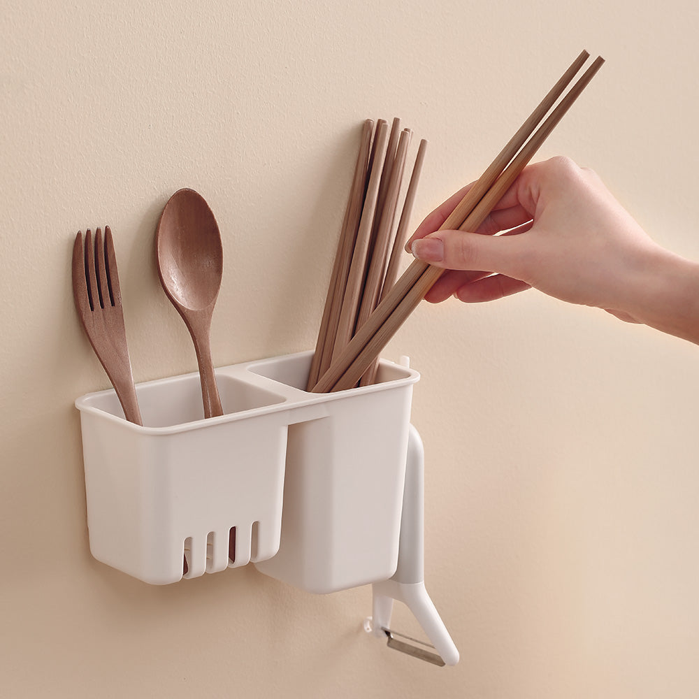 Fasola Wall-Mounted Chopstick Holder Rack White 2Pack