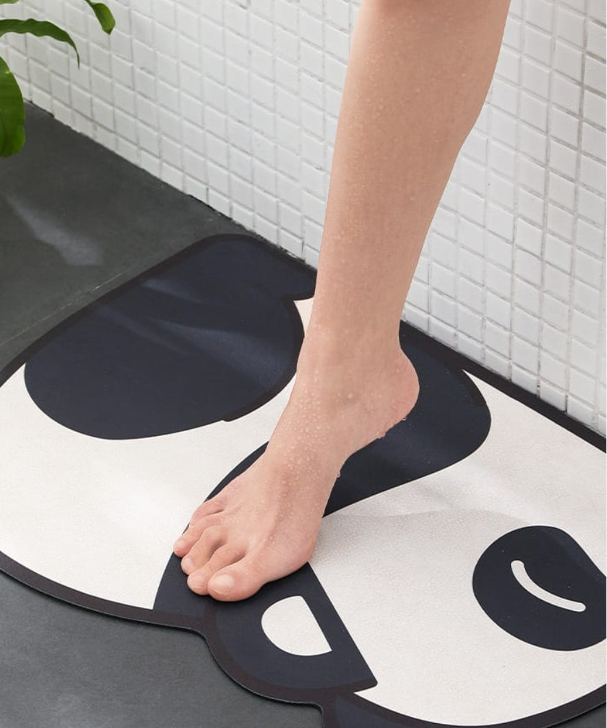 Fasola Panda Pattern Bathroom Diatomaceous Earth Absorbent Soft Shower Mat 40 X 60cm 4Pack