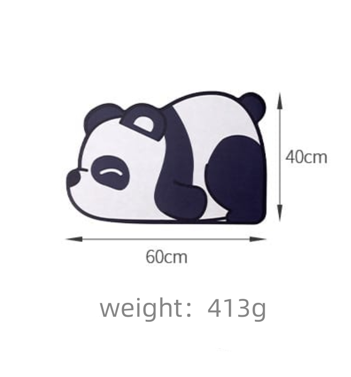 Fasola Panda Pattern Bathroom Diatomaceous Earth Absorbent Soft Shower Mat 40 X 60cm 2Pack