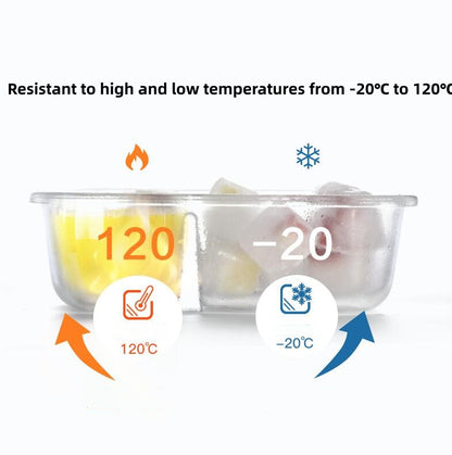 Robo Clark vented heat-resistant glass food container  Two compartments  Red 620ml.