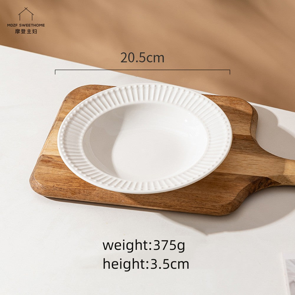 MDZF Free Shipping Scratch Resistant Dessert Salad Soup Ceramic Plate 8 Inches X2Pack