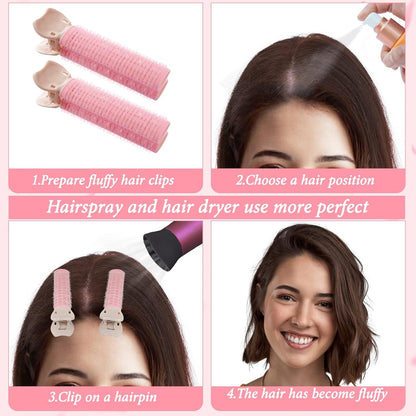 Fasola Pink Hair Root  Volumizing Hair Clips Set Root Clips & Positioning Clips 2Sets X4Pack