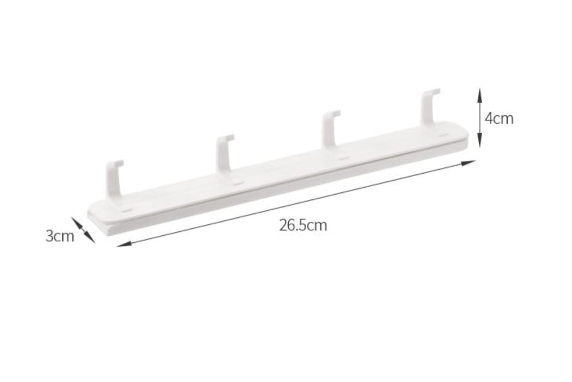 Fasola Adhesive Wall mounted Gap Slide Hook Clothes Rack Kitchen Hanger White 26.5*4*3cmX2Pack