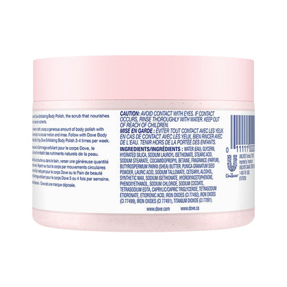 Dove Exfoliating Body Polish Scrub Reveals Visibly Smoother Skin Pomegranate and Shea Butter Scent 298ml 2pack