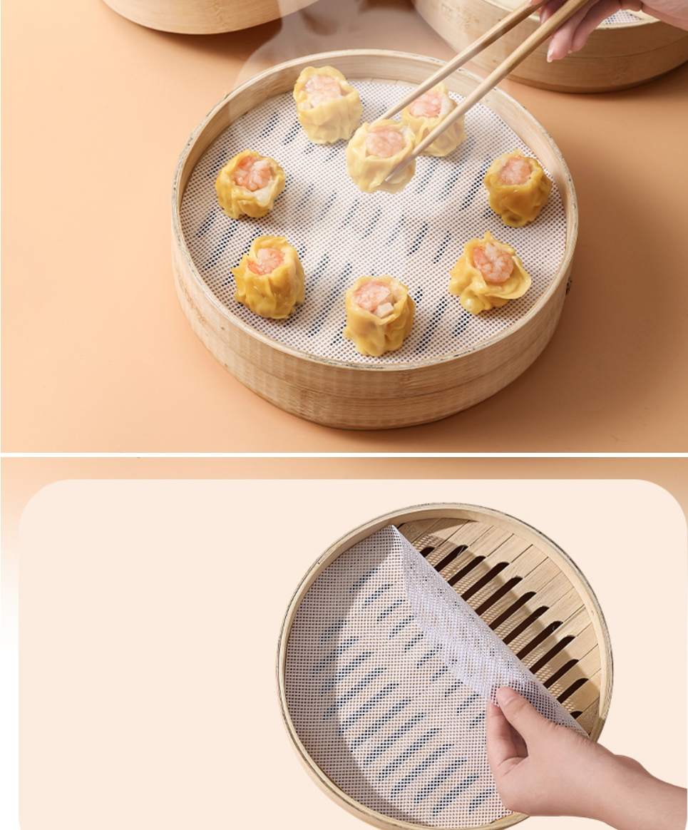 Fasola Non-stick Silicone Food Grade Dumplings Buns Mat Cooking Steamer Pad for Home Kitchen  26cm  3piecesX3Pack