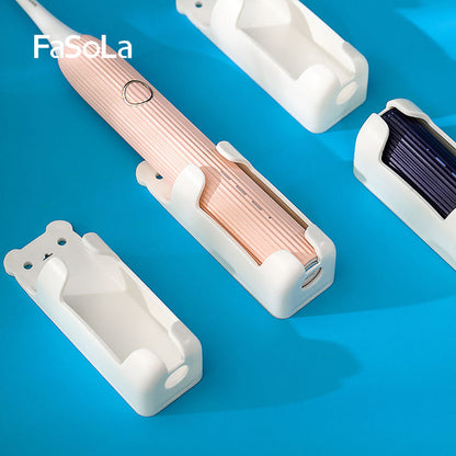 Fasola Self Adhesive Electric Toothbrush Hanger Wall Mounted for Bathroom Family Pack White 3.5*3.5*10cmX5Pack