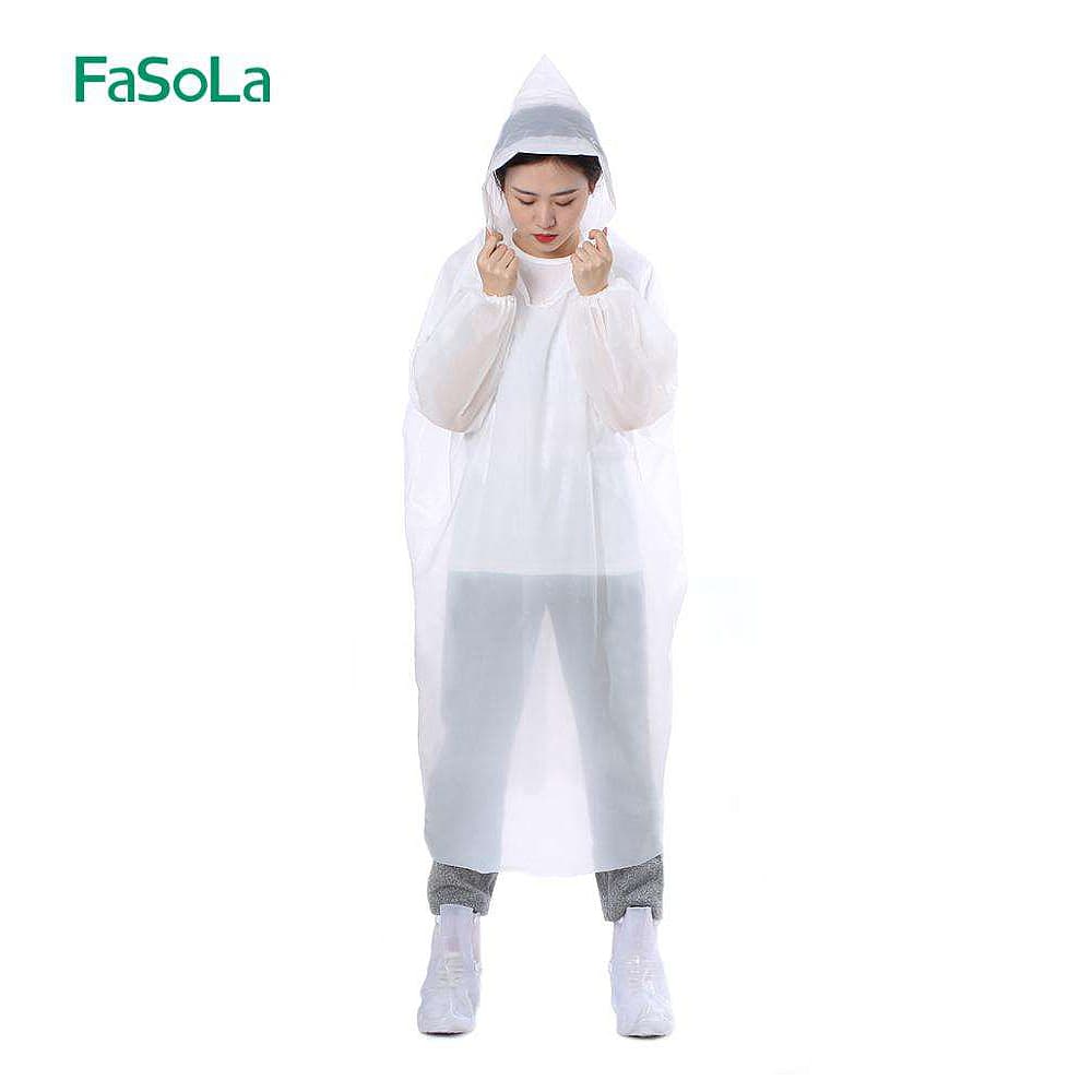 Fasola Disposable Waterproof Portable Transparent Raincoat for outside White 120 X 78cm X4Pack