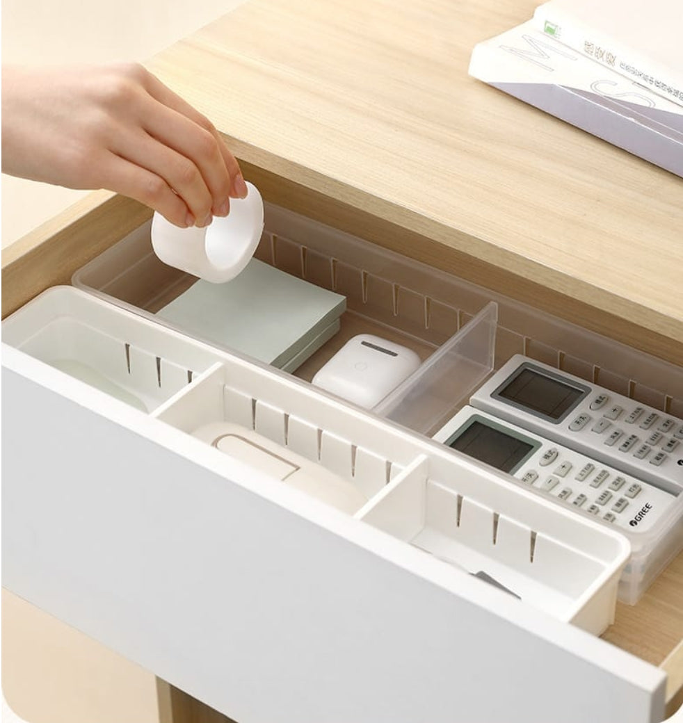 Fasola L size White Drawer Organizer Box Drawer Divider Organizers and Storage Trays for Kitchen 34.8X12X5cmX4Pack