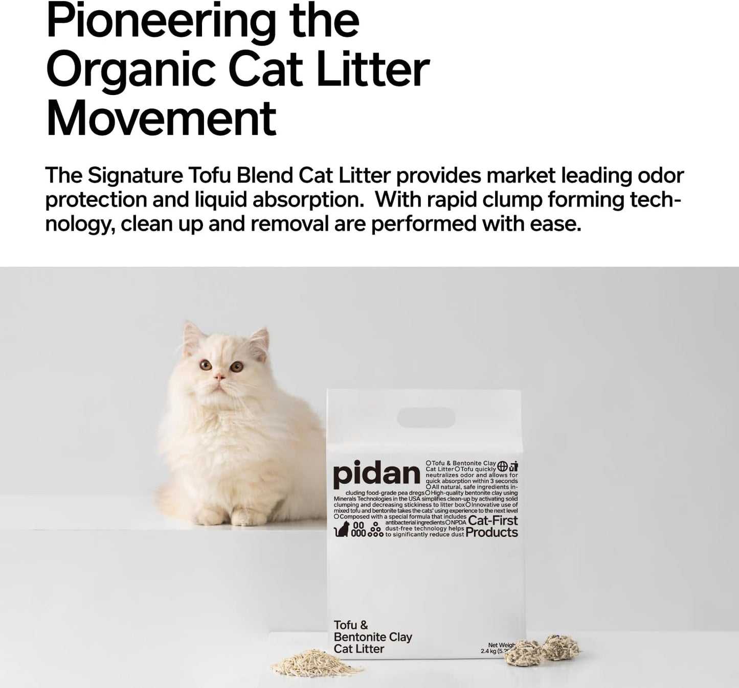 Pidan Tofu Dust-Free Bentonite Mixed Fast Drying, and Flushable Clumping Cat Litter 2.4kgX3Pack