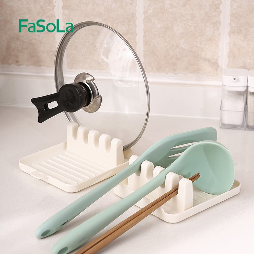 Fasola Heat Resistant Silicone Spoon Rest for Multiple Utensils Spoon Rest for Kitchen Counter White 16*12.7*5cmX2Pack