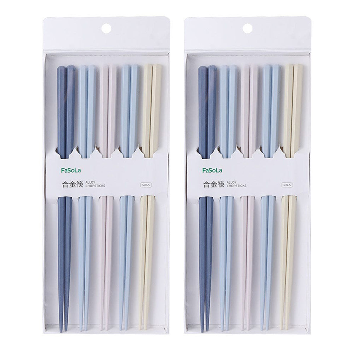 Fasola-alloy-hexagonal- -chopsticks-mixed-colors-5-pairs-x2pack-1