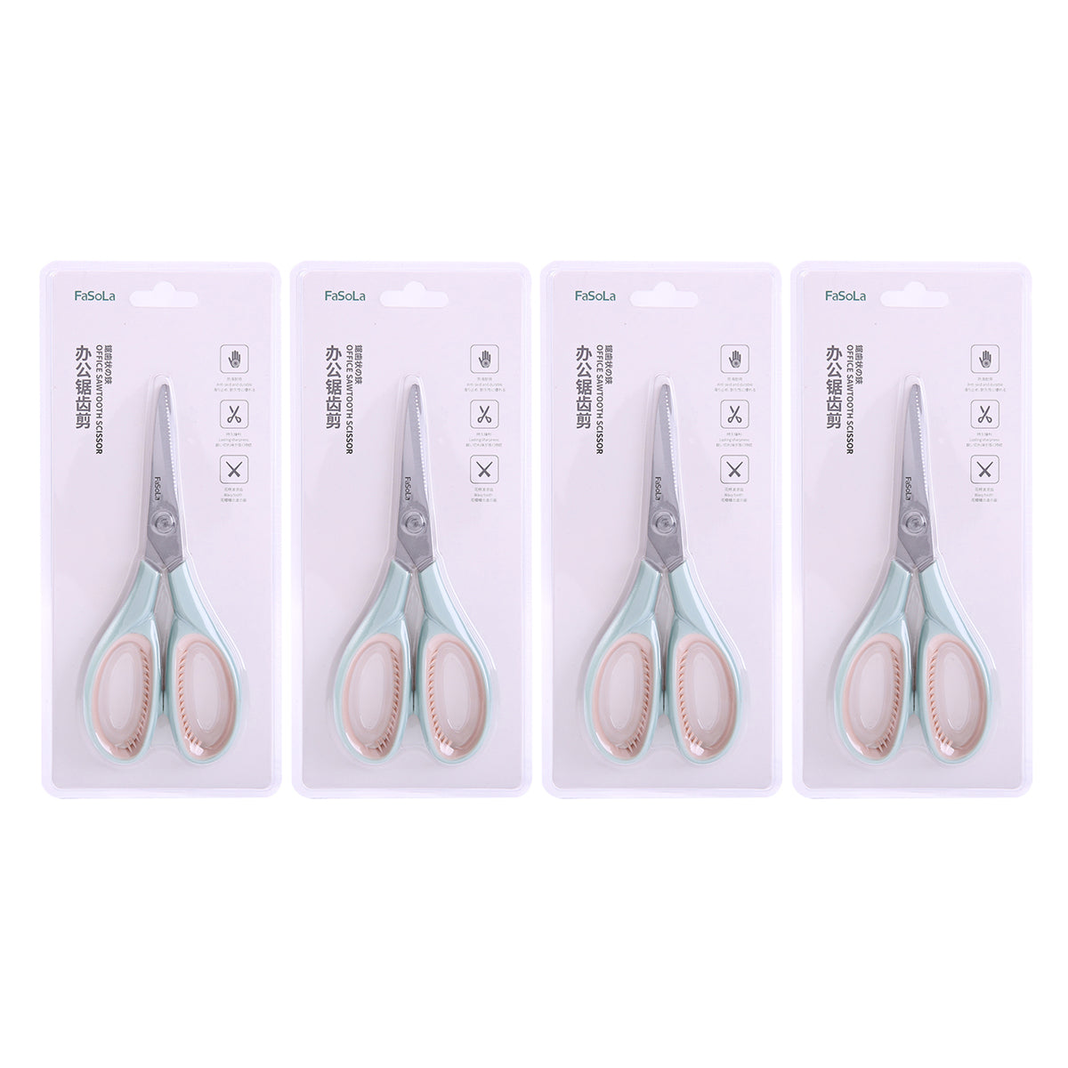 Fasola-Stainless-Steel-Blade-Office-and-School-Serrated-Scissors-4Pack-1