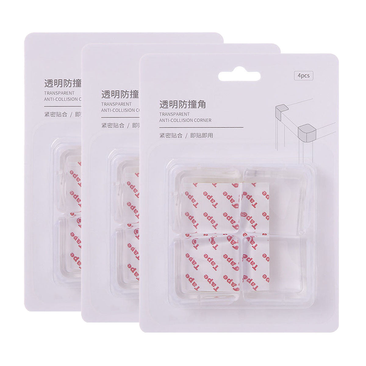 Fasola-Square-Transparent-Corner-Guards-4-X-4-X-2cm-X-4Pieces-X3Pack-1