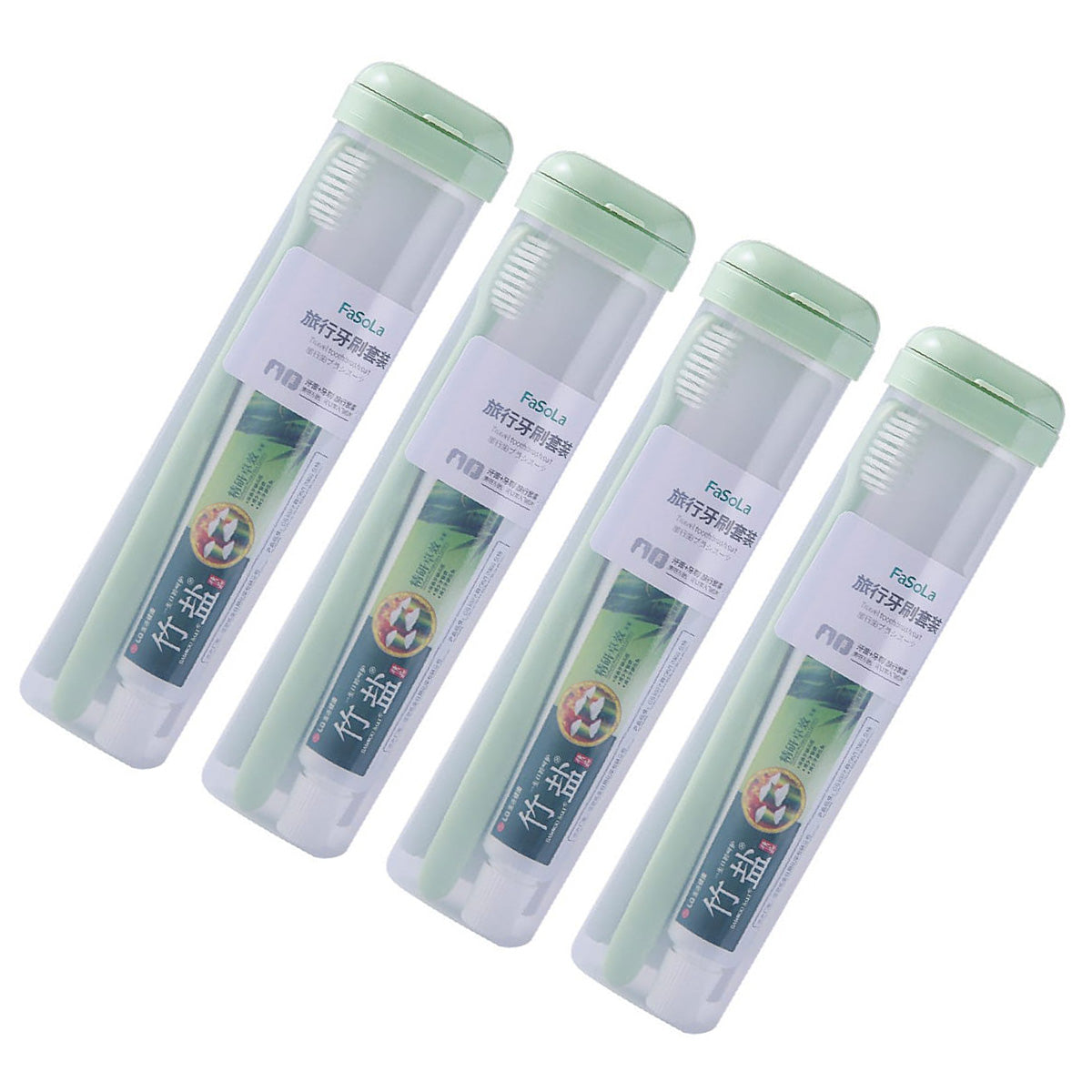 fasola-travel-toothbrush-set-toothbrush-x1-toothpaste-x1-green-x4pack-1