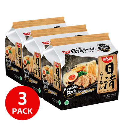 nissin-kyushu-black-garlic-soy-sauce-flavored-ramen-106g*5-packs/bags.-1