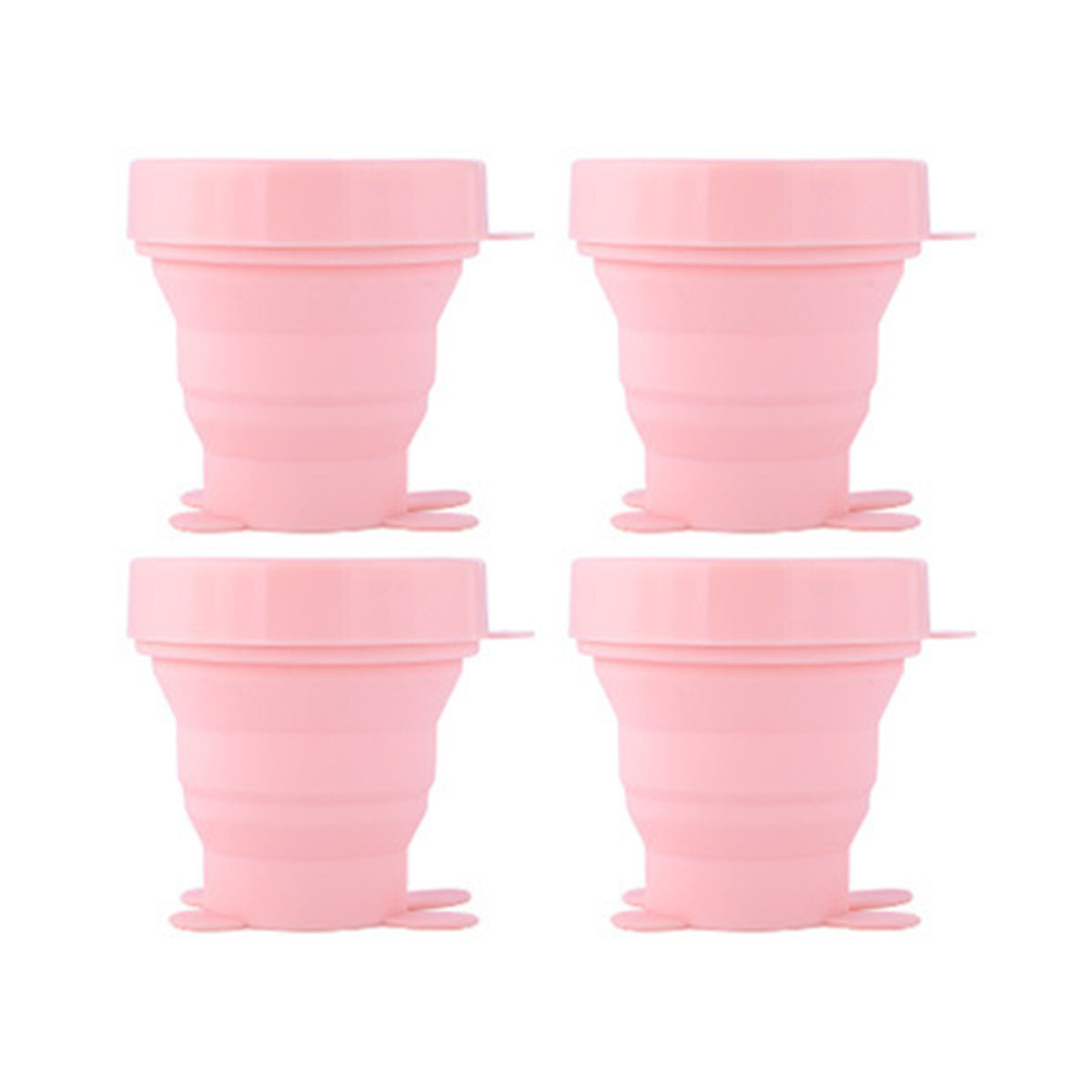 FaSoLa-Pink-Rabbit-Design-Portable-Foldable-Silicone-Collapsible-Camping-Cup-170ml-X-4Pack-1