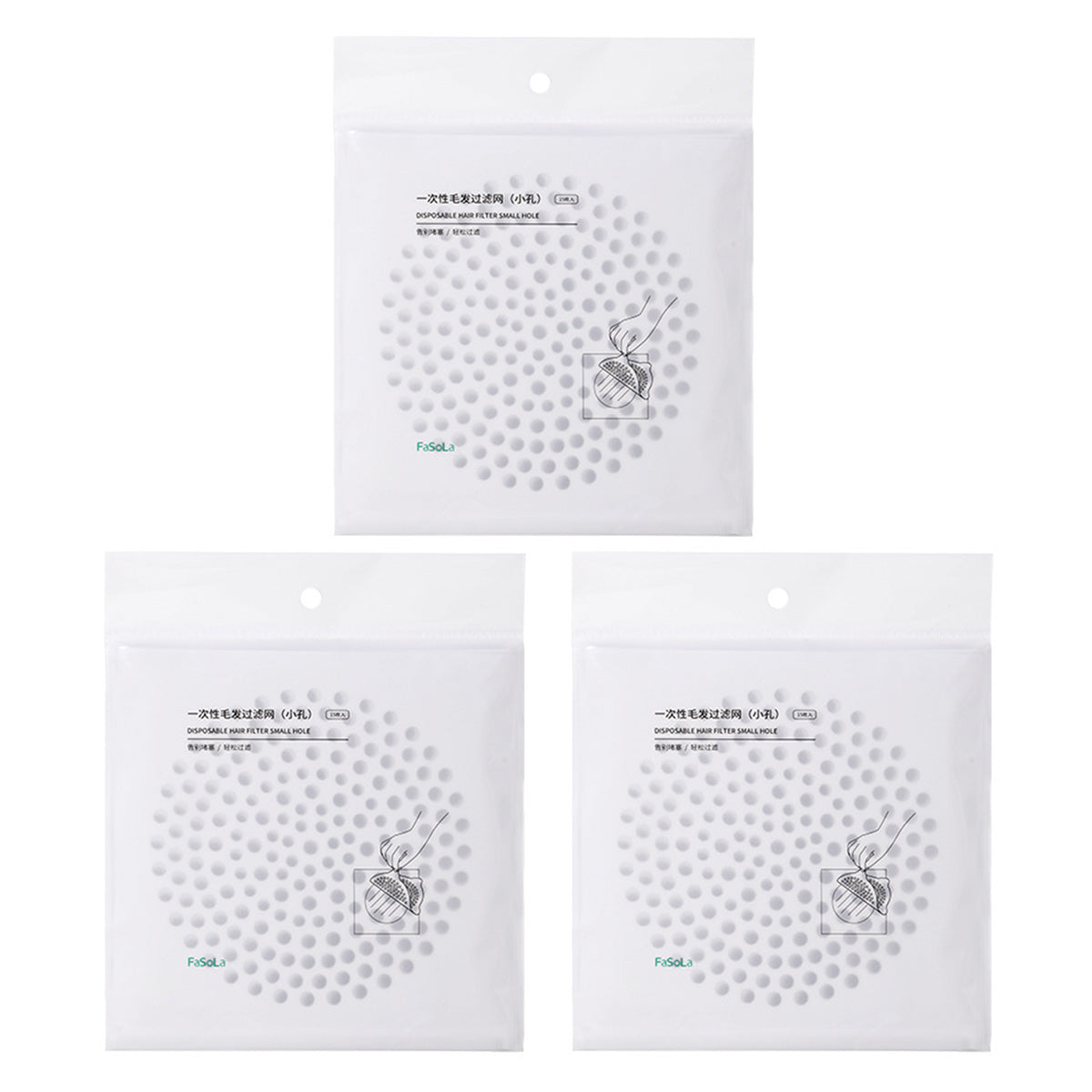 fasola-disposable-hair-filter-diameter-15cm-small-hole-white-15pcs-in-x3pack-1