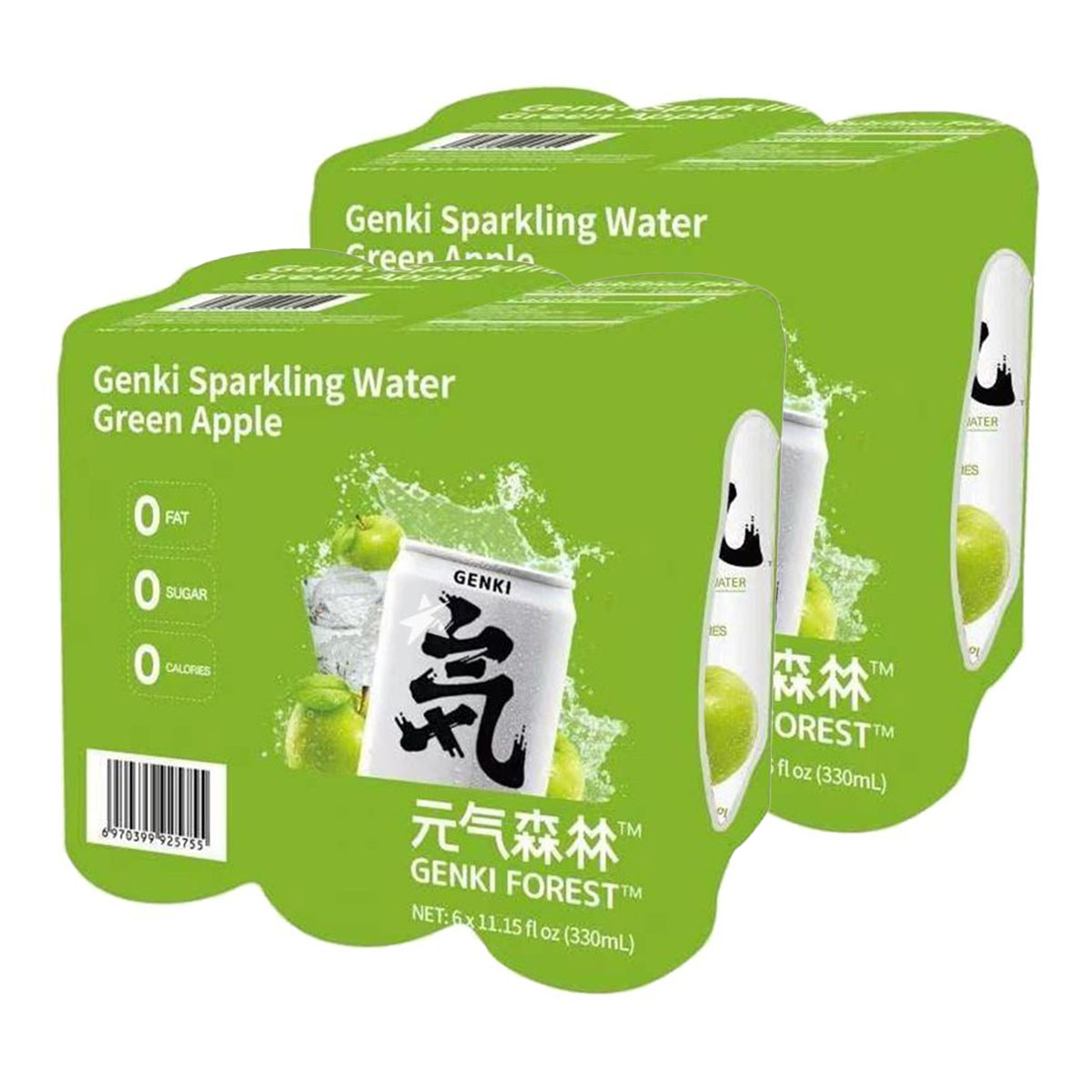 genki-forest-green-apple-flavor-sparkling-water-aluminum-can-330ml*6pcsx2pack-1