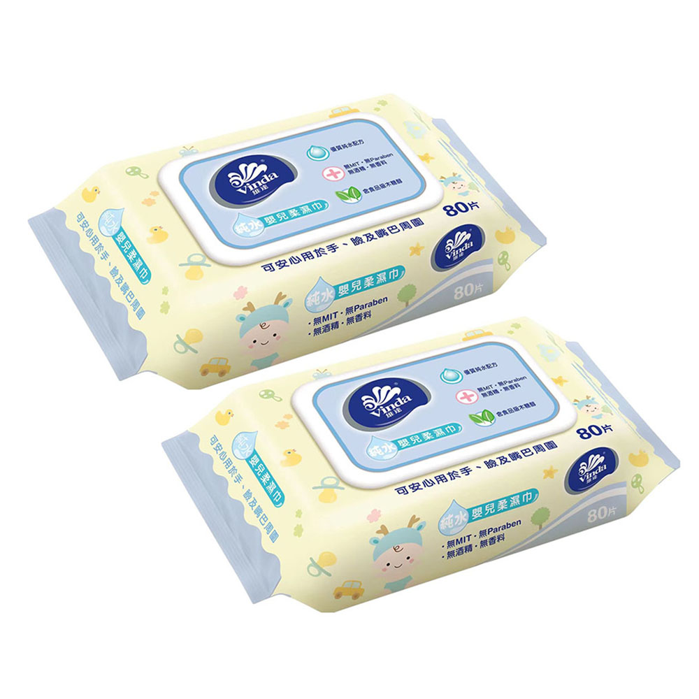 Vinda-Pure-Water-Hypoallergenic-Unscented-Baby-Soft-Wet-Wipes-for-Cleaning-80-Sheets-561g-X2Pack-1