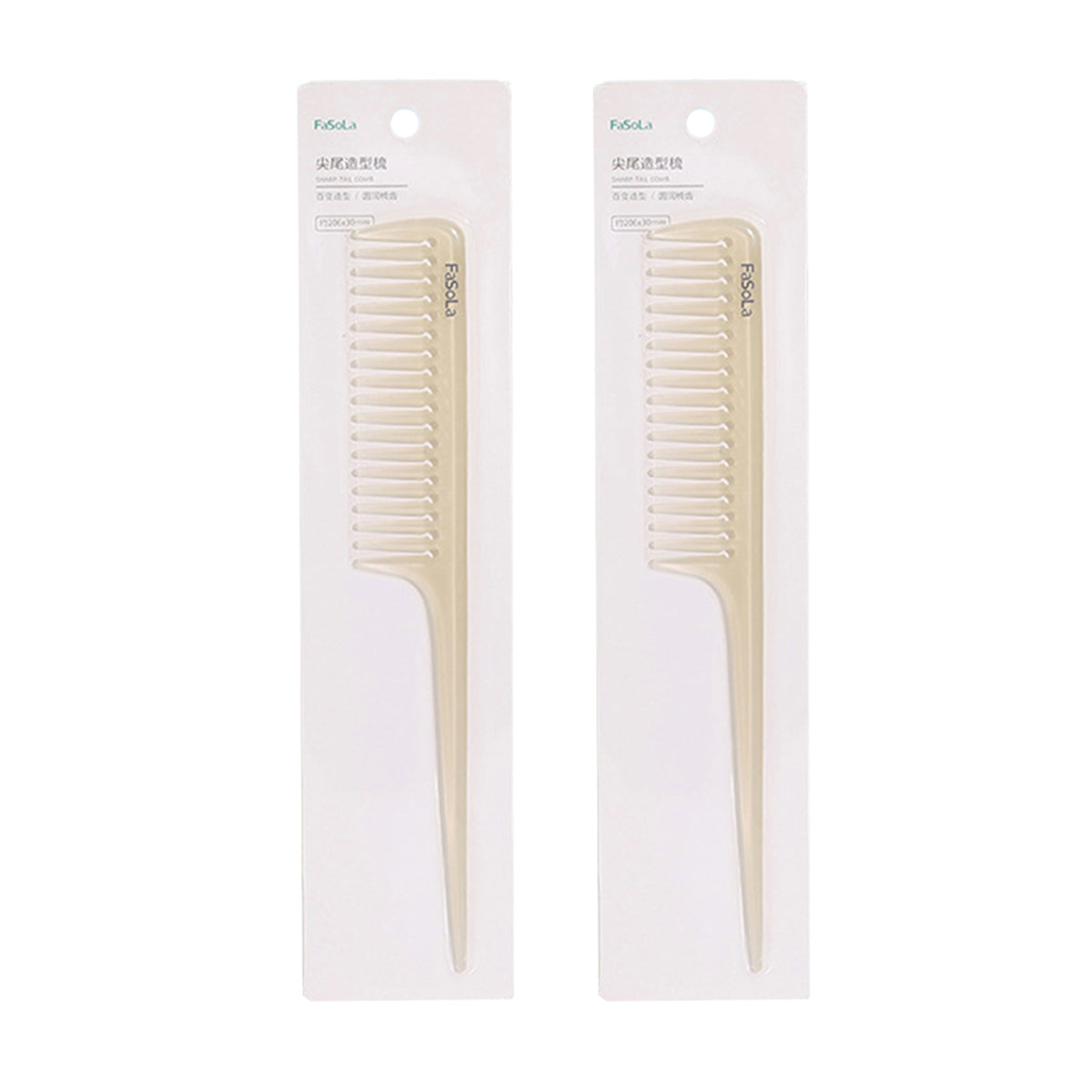 fasola-pointed-tail-styling-comb-beige-20.6*3cmx2pack-1