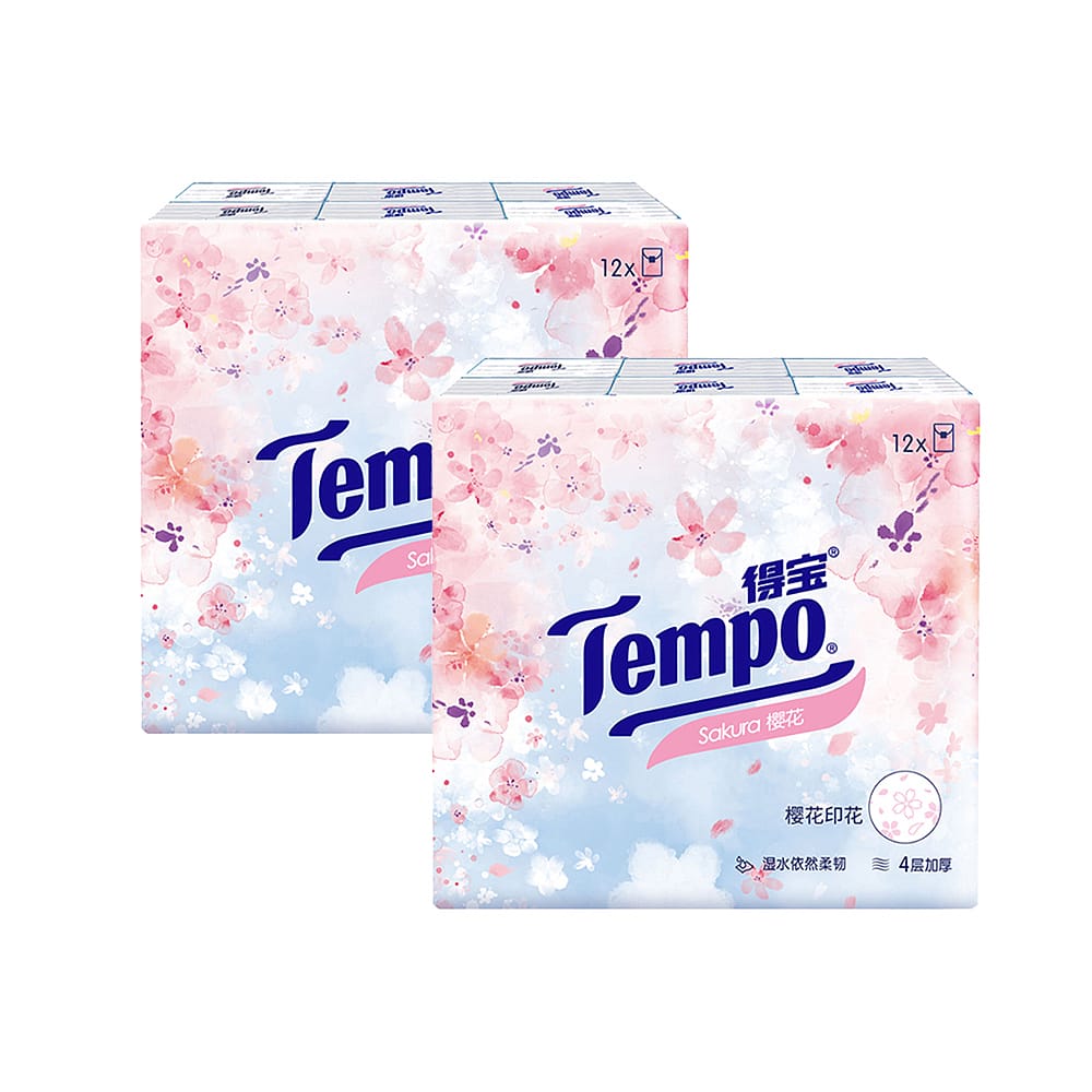 Tempo-Mini-Travel-Pocket-Tissue-Paper-Tissue-Cleaning-Tissue-Cherry-Blossom-Scent-7-Sheets-12-bags-X2Pack-1