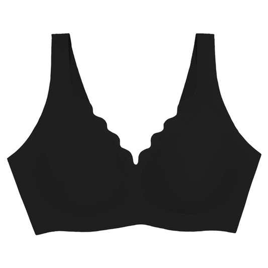 Ubras-Deep-V-Ruffle-Neck-Women's-18-Hour-Ultimate-Lift-&-Support-Wireless-Full-Coverage-Bra-Bra-Tank-Top-Style-in-Black-X1pack-1